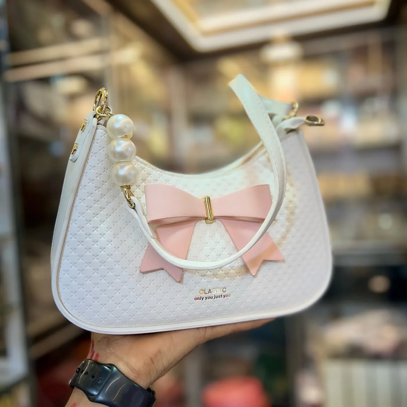 Roselle Blush Bow Shoulder Bag