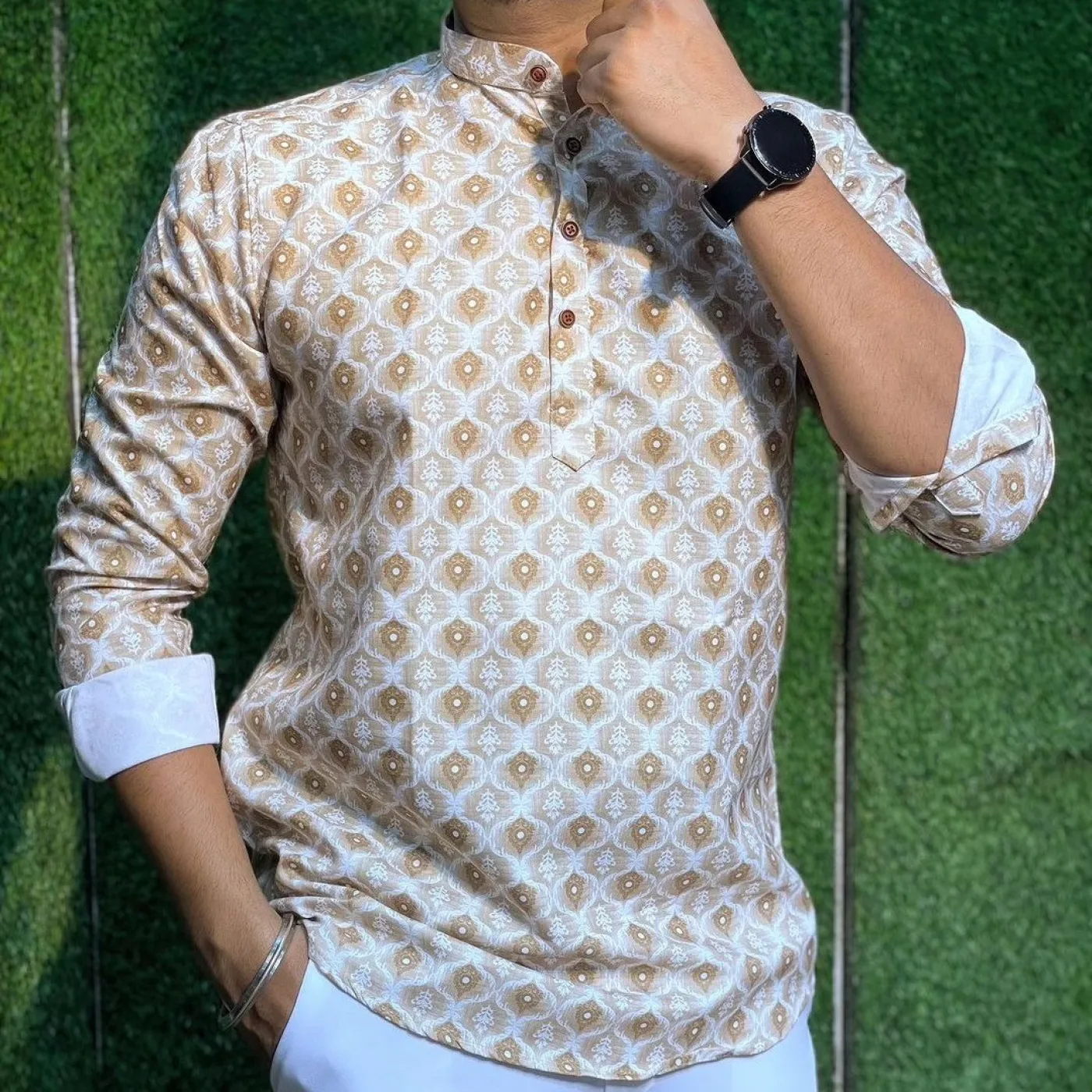 Ivory Gold Heritage Printed Shirt