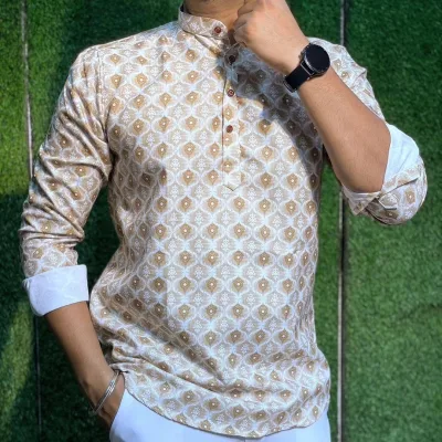 Ivory Gold Heritage Printed Shirt