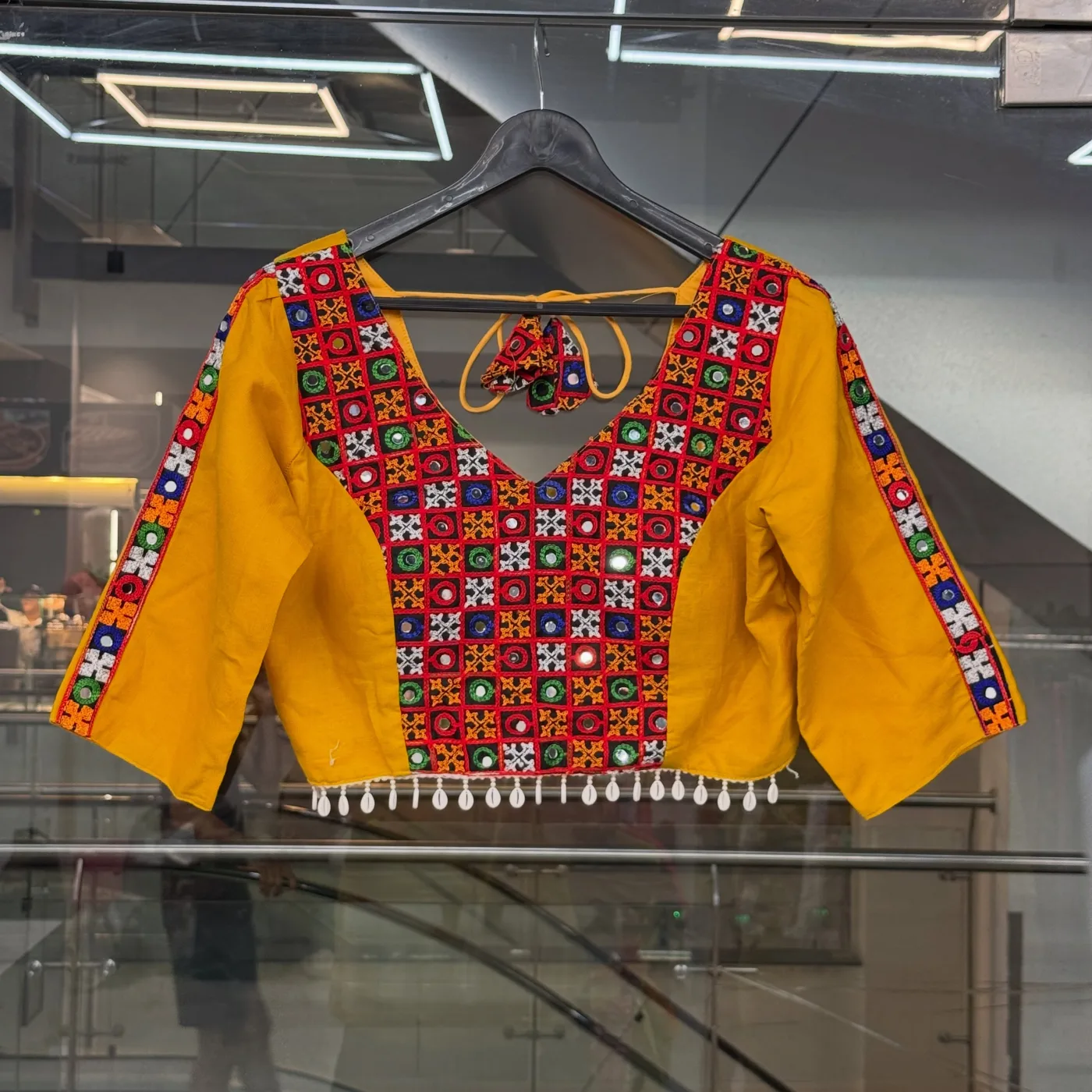 Desert Mosaic Mirrorwork Tie-Back Blouse